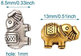 img 1 attached to 🐘 Lucky Elephant Spacer Charm Beads: 60Pcs Tibetan Metal Antique Gold-Silver Detailed Carved Animal Beads for Jewelry Making