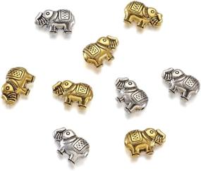 img 3 attached to 🐘 Lucky Elephant Spacer Charm Beads: 60Pcs Tibetan Metal Antique Gold-Silver Detailed Carved Animal Beads for Jewelry Making