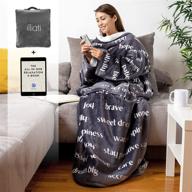 🎗 wearable healing thoughts blanket by illiati: a unique sherpa fleece throw blanket for inspirational uplifting after surgery gifts, breast cancer support, and get well soon wishes - ideal for women and men in gray logo