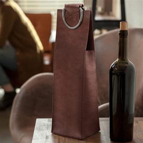 img 2 attached to 🍷 Classy Viski Admiral Brown Leather Wine Tote: Stylish Carrier for a Single Bottle