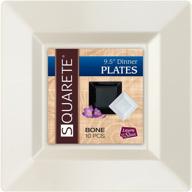 🍽️ 9.5'' square bone dinner party plates - elegant disposable hard plastic - ivory - pack of 10 logo