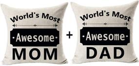 img 1 attached to 👪 World's Most Awesome Mom Dad Pillow Set - Perfect Gift for Mother Father, Sweet Blessing Decorative Cushion Covers for Home Office - 18 X 18 Inches