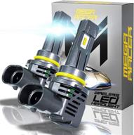 🔦 mega racer wireless 9005/hb3/h10/9145 led headlight bulbs - 50w 6500k daylight white 12000 lumens, zes csp chip, ip68 waterproof, 1 pair logo