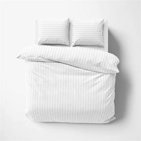 img 4 attached to Kotton Culture Striped Duvet Cover: Egyptian Cotton, 600 Thread Count, 🛏️ Zipper Closure, Corner Ties - Cooling Weighted Blanket Cover (California King/King, White)