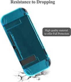 img 2 attached to 🎮 Durable Dockable Nintendo Switch Case [Updated], FYOUNG Clear Blue Protective Cover with Tempered Glass Screen Protector for Nintendo Switch Console and JoyCons Controller