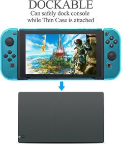 img 3 attached to 🎮 Durable Dockable Nintendo Switch Case [Updated], FYOUNG Clear Blue Protective Cover with Tempered Glass Screen Protector for Nintendo Switch Console and JoyCons Controller