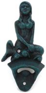 vintage cast iron mermaid bottle opener - hampton nautical seaworn blue wall decor for sea life enthusiasts logo