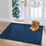 🚪 dexi front door mat: non slip indoor entrance welcome doormat rug, low profile (19.5"x31.5") - dark blue логотип