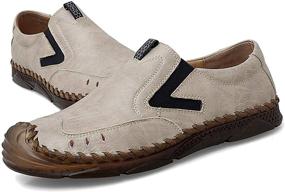 img 4 attached to Moodeng Leather Loafers Comfortable Slippers Men's Shoes and Loafers & Slip-Ons