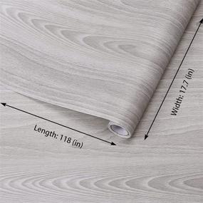 img 3 attached to Enhance Your Walls with Gray Wood Contact Paper - Easy to Clean, Self-Adhesive & Thick Wallpaper for Wall Covering - 17.7”x 118” PVC
