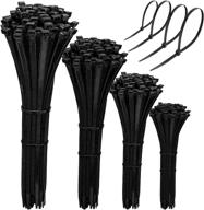 🔗 400 pack cable zip ties: self-locking nylon ties for wire management - assorted sizes 4+6+8+12-inch - multi-purpose zip wire tie for home, garden, office, garage, and workshop (black) logo