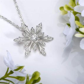 img 1 attached to ELEGANZIA Sterling Silver Snowflake Necklace with Sparkling Cubic Zirconia ❄️ for Women - Ideal Gift for Girlfriend, Mom and Teenage Girls