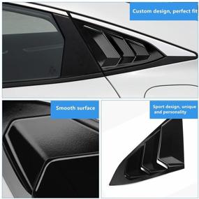 img 3 attached to 🚗 DLOVEG Rear Side Window Louvers for Honda Civic Sedan 2016-2021 - Sport Style Air Vent Scoop Cover in Bright Black