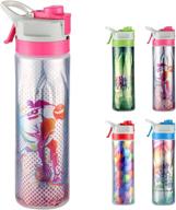 🌊 skyocean mist sprayer sports water bottle - lock control, insulated, wide mouth flip top lid, squeezable & washable, easy one-click open логотип