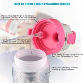 img 1 attached to 🌊 Skyocean Mist Sprayer Sports Water Bottle - Lock Control, Insulated, Wide Mouth Flip Top Lid, Squeezable & Washable, Easy One-Click Open