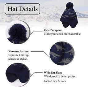 img 2 attached to 🦖 Trendy Knitted Pompom Dinosaur Earflap Toddler Boys' Accessories: Perfect for Style and Warmth!