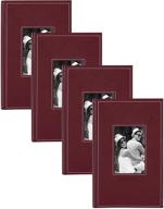 📸 designovation debossed faux leather photo albums: set of 4 burgundy red albums for preserving 300 4x6 photos logo