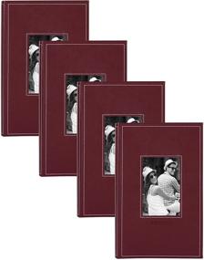 img 4 attached to 📸 DesignOvation Debossed Faux Leather Photo Albums: Set of 4 Burgundy Red Albums for Preserving 300 4x6 Photos