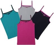 get comfy with buyless fashion girls' tagless cami scoop neck undershirts - 4 pack of cotton tanks with trim and strap logo