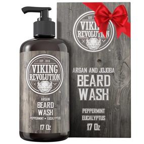 img 4 attached to 🧼 Premium Beard Wash Shampoo with Argan & Jojoba Oils - Soften, Strengthen, and Nourish - Natural Peppermint and Eucalyptus Scent - Includes Beard Oil (17 oz Shampoo)