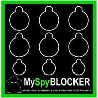 мой шпионский блокатор камеры myspyblocker - защищайте свою онлайн-приватность съемными и многоразовыми камерными крышками! оптовый набор из 54 универсальных черных камерных крышек. логотип