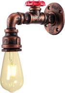 kawell steampunk vintage water pipe wall sconce - industrial e26 edison wall lamp, iron metal water pipe style light fixture for corridor, cafe, bar, home rust логотип