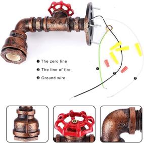 img 3 attached to KAWELL Steampunk Vintage Water Pipe Wall Sconce - Industrial E26 Edison Wall Lamp, Iron Metal Water Pipe Style Light Fixture for Corridor, Cafe, Bar, Home Rust