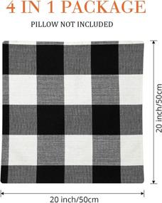 img 3 attached to 🎄 Christmas Buffalo Check Plaid Throw Pillow Covers – Set of 4 for Farmhouse Home Decor (Black and White, 20x20 Inch)