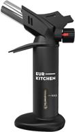 🔥 eurkitchen butane torch with gauge - premium culinary torch lighter for creme brulee, bbq, baking, soldering, crafts - adjustable flame, safety lock, guard - refillable - gas not included logo