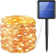 amir solar powered 200 led copper wire string lights, 72ft with 8 modes, starry lights for wedding, outdoor decor, party, halloween - waterproof ip65 fairy christmas lights (warm white) логотип
