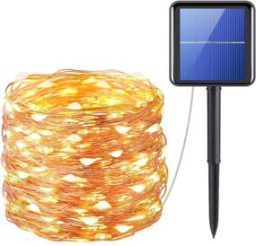 img 4 attached to AMIR Solar Powered 200 LED Copper Wire String Lights, 72ft with 8 Modes, Starry Lights for Wedding, Outdoor Decor, Party, Halloween - Waterproof IP65 Fairy Christmas Lights (Warm White)