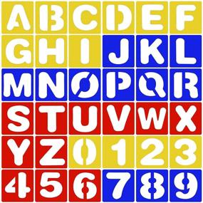 img 4 attached to 🎨 Maxdot 36 Pieces Alphabet and Number Stencils Set: Perfect Craft Tool for Learning, Scrapbooking, and DIY Projects in 3 Vibrant Colors