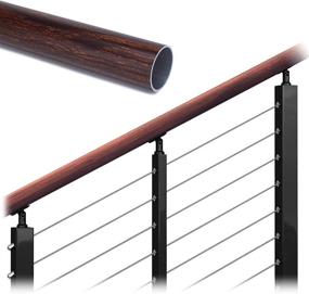 img 4 attached to 🌞 Muzata 3.3ft Handrail Aluminum Cable Railing: Premium Indoor Staircase & Outdoor Deck Stair, Walnut Wood Grain Finish. Perfect Fit for Muzata PT1 Posts, Pipe Tube HT20 WFA, HR3 HR0 - Ultimate Weldless Bracket Hardware Included