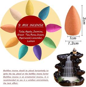 img 3 attached to 🌸 OTOFY Backflow Incense Cones 360 Pcs | 100% Natural Scents Waterfall Incense for Backflow Incense Burner | Rose, Tulip, Jasmine, Lavender | Perfect Meditation & Yoga Gift