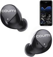 🎧 coumi wireless earbuds with enc mic, touch control, eq, and 30 hours playtime - waterproof bluetooth in-ear headphones for running, workout - black logo