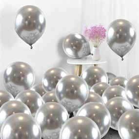 img 4 attached to 🎈 Shimmering Silver Balloons: 50pcs Metallic Chrome Party Balloons for Birthday, Wedding & Anniversary Decorations