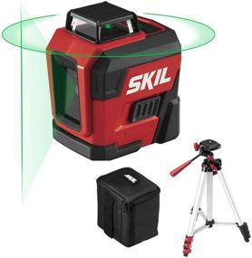 img 4 attached to 🔦 SKIL 100ft. 360° Green Self-Leveling Cross Line Laser Level with Horizontal and Vertical Lines, Rechargeable Lithium Battery and USB Charging Port, Compact Tripod and Carry Bag Included - LL9322G-01