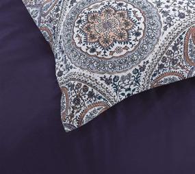 img 3 attached to Copper Super King Boho Floral Medallions Duvet Cover Set - Egyptian Cotton Sateen Bedding with Bohemian Paisley and Boteh Damask Circles - Luxury European Traditional Style Bed Linen (400TC)