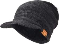 🧢 ruphedy knit winter hats with brim - mens beanie cap b5042, thick fleece visor логотип
