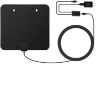 📺 high-definition digital indoor tv antenna - long range 60-80 miles, 2019 newest model. supports 1080p 4k and older tvs. hdtv amplifier signal booster with 17ft coax cable/usb power adapter. logo