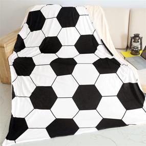 img 4 attached to 🥅 SKOLOO Soccer Throw Blanket for Couch | Warm Cozy Soft Fuzzy Throw Blankets | Kids Teens Birthday or Christmas Gifts | Black and White Soccer Blankets for Winter | 50'' x 60''