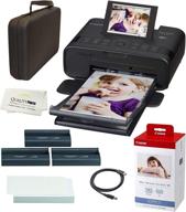canon selphy cp1300 wireless compact photo printer bundle with airprint and mopria device printing, includes canon kp108 paper and black hard case - all-in-one solution (black) logo