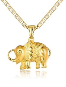 img 4 attached to 🐘 Барзель 18-каратное покрытие золотом кулон с символом слона на плоской моряцкой цепочке 060 3MM для всех полов.