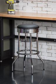 img 3 attached to TRINITY 29-Inch Black Swivel Barstool - Assembled with Chrome Finish