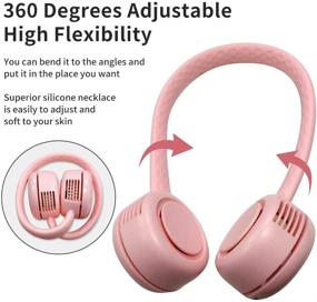 img 1 attached to 🌬️ Hido Portable Neck Fan - Rechargeable Leafless USB Neck Fan with 2000 mAh Lithium Battery for Summer Cooling - 3-Speed Adjustable Wearable Neck Fan, 2-8 Hour Continuous Work - Pink