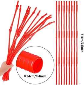 img 3 attached to 🥤 Long Red Plastic Straws, Perfect for Camping, Limited Mobility, and Dishwashing - Pack of 12 (28 Inches), Flexible Drinking Straws