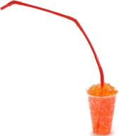 🥤 long red plastic straws, perfect for camping, limited mobility, and dishwashing - pack of 12 (28 inches), flexible drinking straws logo