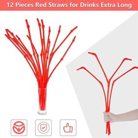 img 2 attached to 🥤 Long Red Plastic Straws, Perfect for Camping, Limited Mobility, and Dishwashing - Pack of 12 (28 Inches), Flexible Drinking Straws