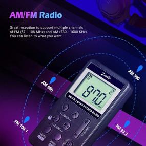 img 3 attached to Zeadio Pocket Radio: Portable Mini AM FM Receiver with Rechargeable Battery & Earphone - Black Color