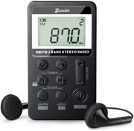 zeadio pocket radio: portable mini am fm receiver with rechargeable battery & earphone - black color logo